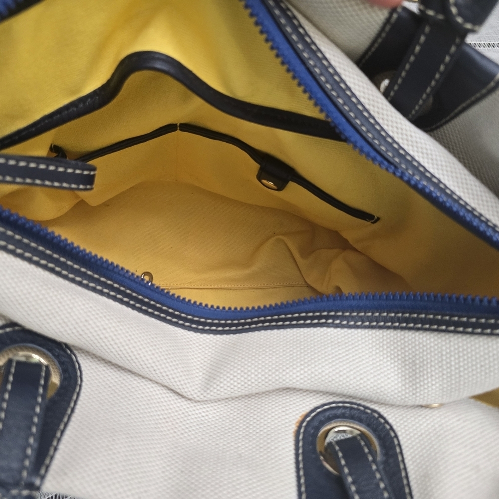 Dooney and Bourke Nylon Leather Shopper Tote Bag Lined Handles Large - Picture 11 of 15